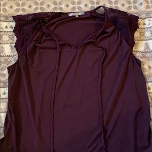Purple lace on the shoulders blouse